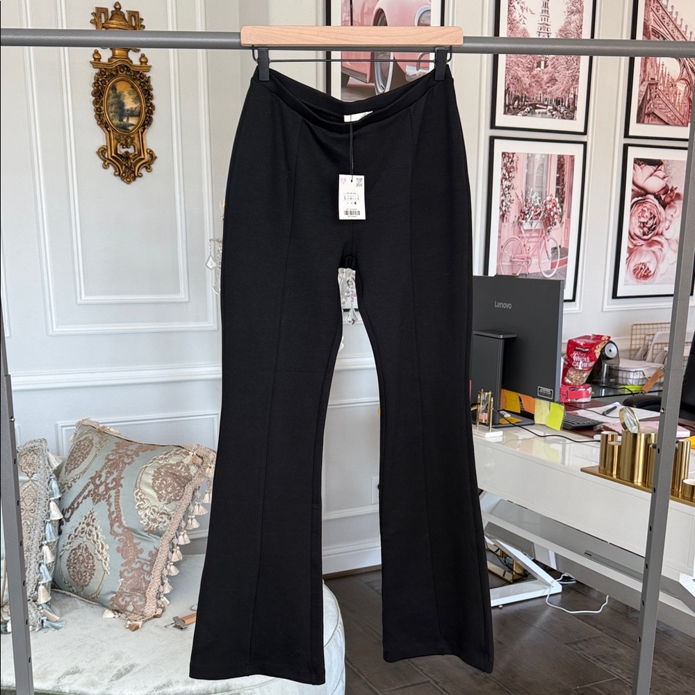 Zara Black Flared Knit Pants size Large - Picture 6 of 9
